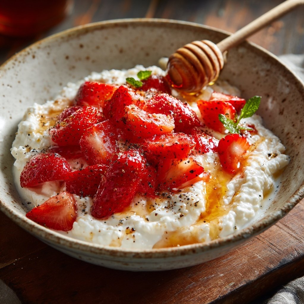 Strawberry Cottage Cheese Bowls