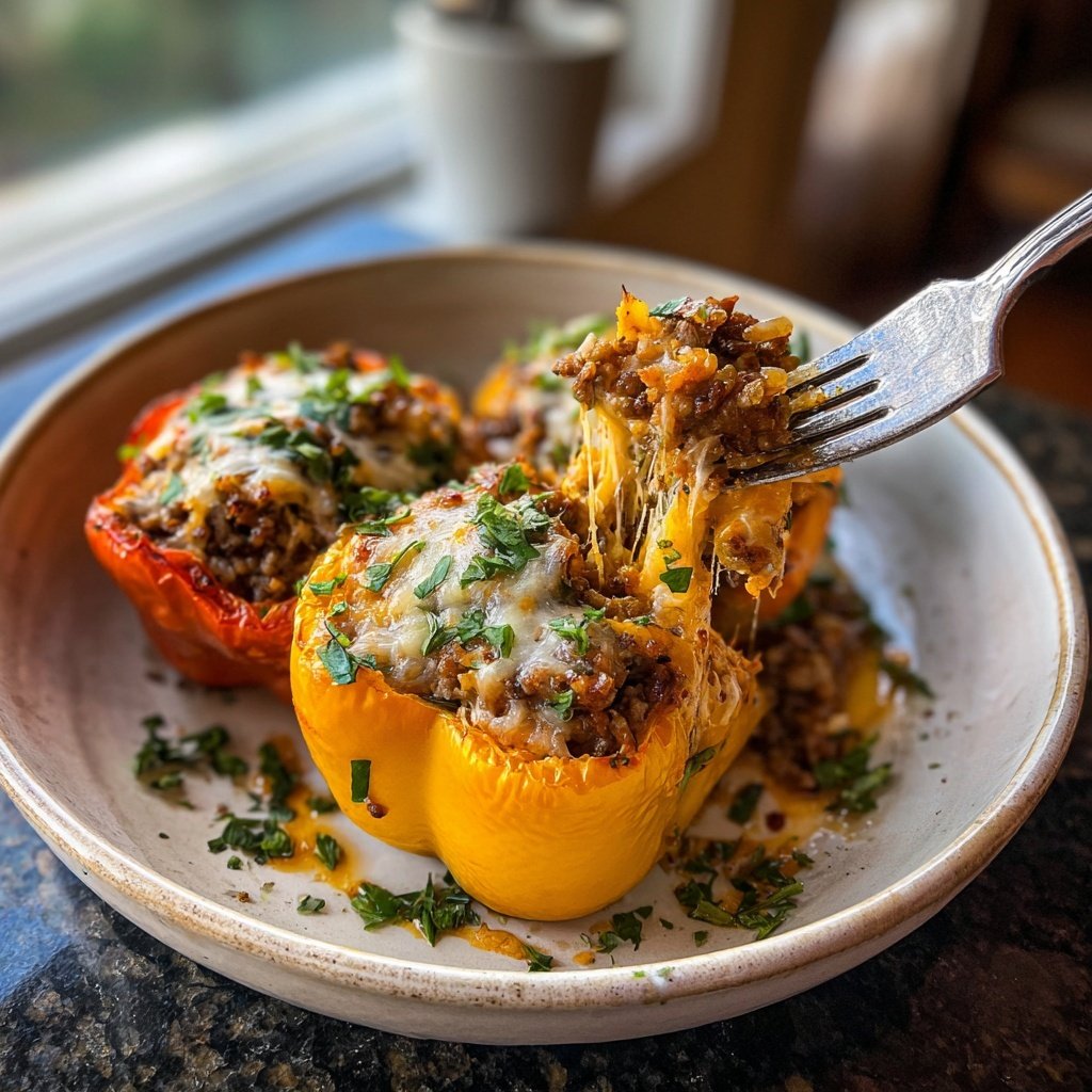 Ground Beef And Rice Stuffed Peppers